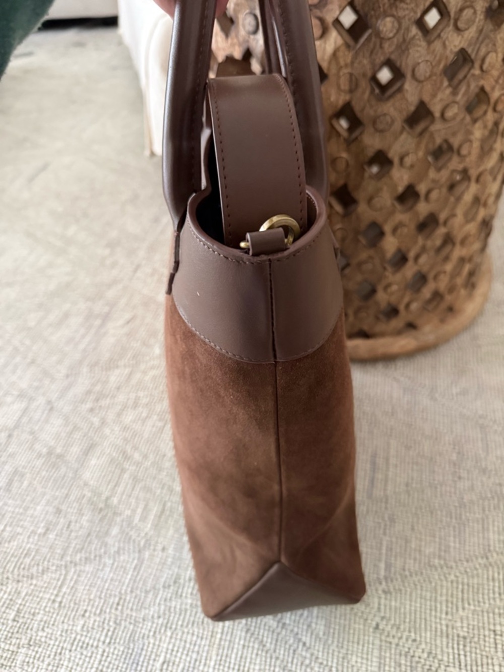 Lucchese Brown Suede & Leather Tote - Picture 4 of 7